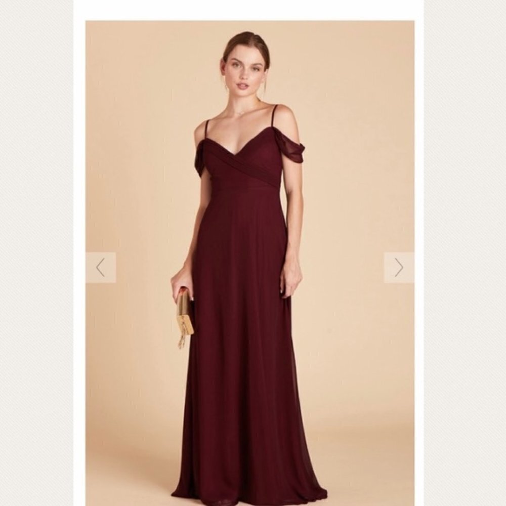 NWT Birdy Grey Chiffon Cabernet Spence Convertible Bridesmaid Maxi Dress Medium